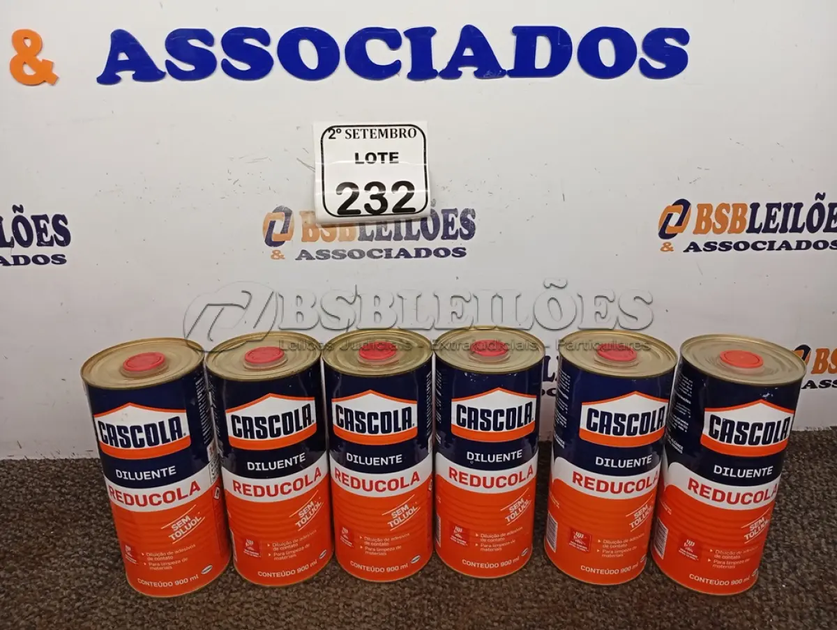 LOTE 232 - 06 DILUENTES MARCA CASCOLA. (NO ESTADO) ATENÇÃO! FAZER A VISITAÇÃO ANTES DE ARREMATAR, NÃO SABEMOS SE FUNCIONA. LEILÃO NÃO TEM GARANTIA E NEM DEVOLUÇÃO, SUJEITO A POSSÍVEIS AVARIAS VISÍVEIS/OCULTAS E/OU AUSÊNCIA DE COMPONENTES.