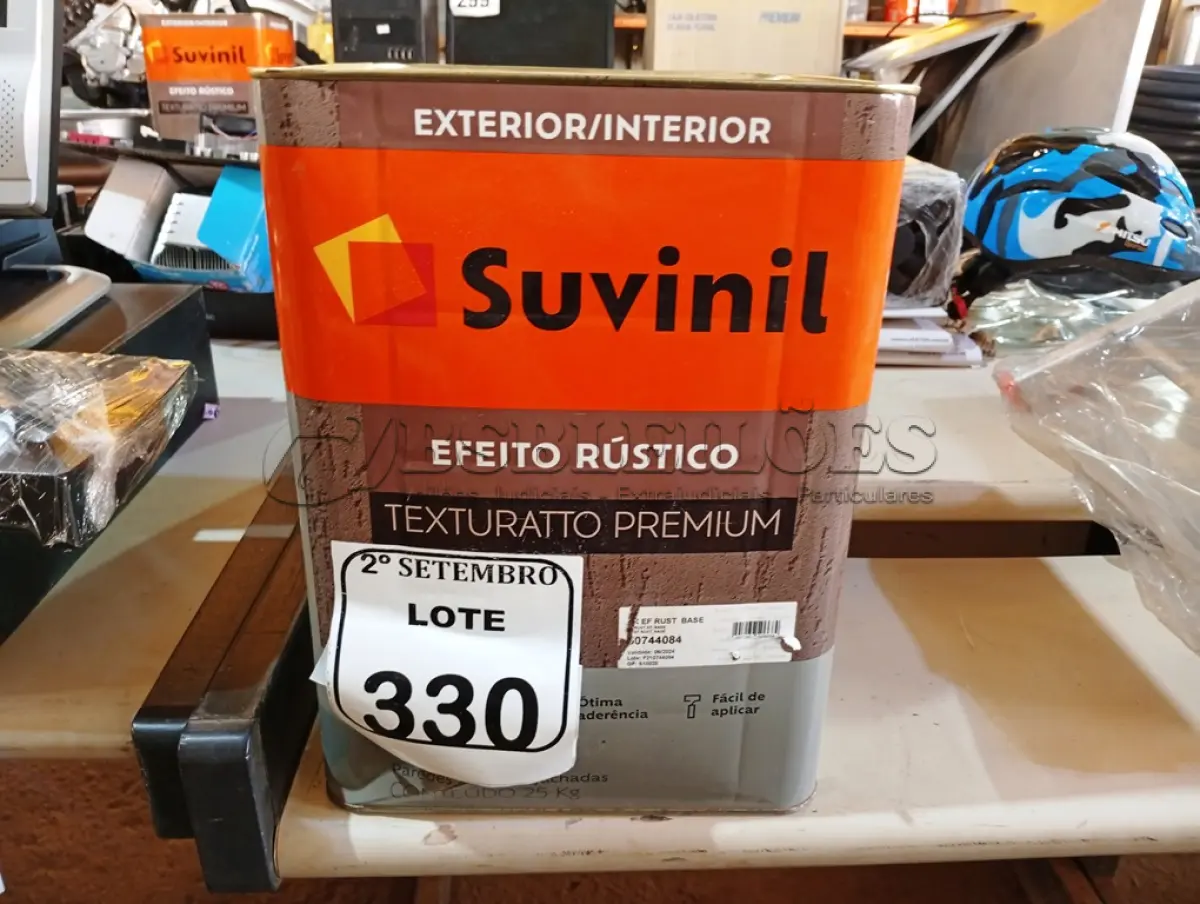 LOTE 330 - 01 LATA DE TINTA SUVINIL EFEITO RUSTICO TEXTURIZADO PRETO 25KG. (NO ESTADO) ATENÇÃO! FAZER A VISITAÇÃO ANTES DE ARREMATAR, NÃO SABEMOS SE FUNCIONA. LEILÃO NÃO TEM GARANTIA E NEM DEVOLUÇÃO, SUJEITO A POSSÍVEIS AVARIAS VISÍVEIS/OCULTAS E/OU AUSÊNCIA DE COMPONENTES.
