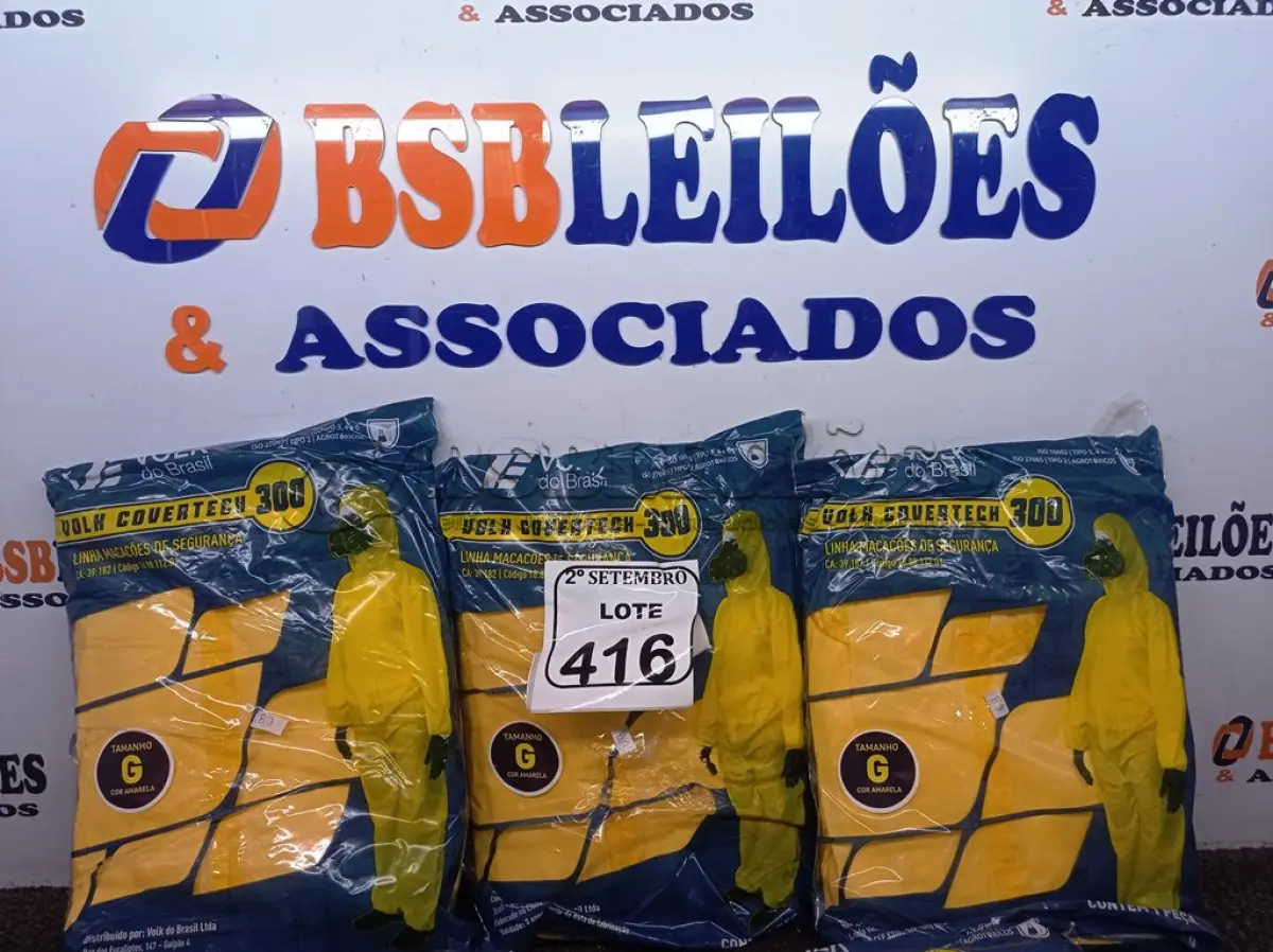 LOTE 416 - 05 MACACÕES MARCA VOLK DE PROTEÇÃO TAMANHO G COR AMARELO. (NO ESTADO) ATENÇÃO! FAZER A VISITAÇÃO ANTES DE ARREMATAR, NÃO SABEMOS SE FUNCIONA. LEILÃO NÃO TEM GARANTIA E NEM DEVOLUÇÃO, SUJEITO A POSSÍVEIS AVARIAS VISÍVEIS/OCULTAS E/OU AUSÊNCIA DE COMPONENTES.
