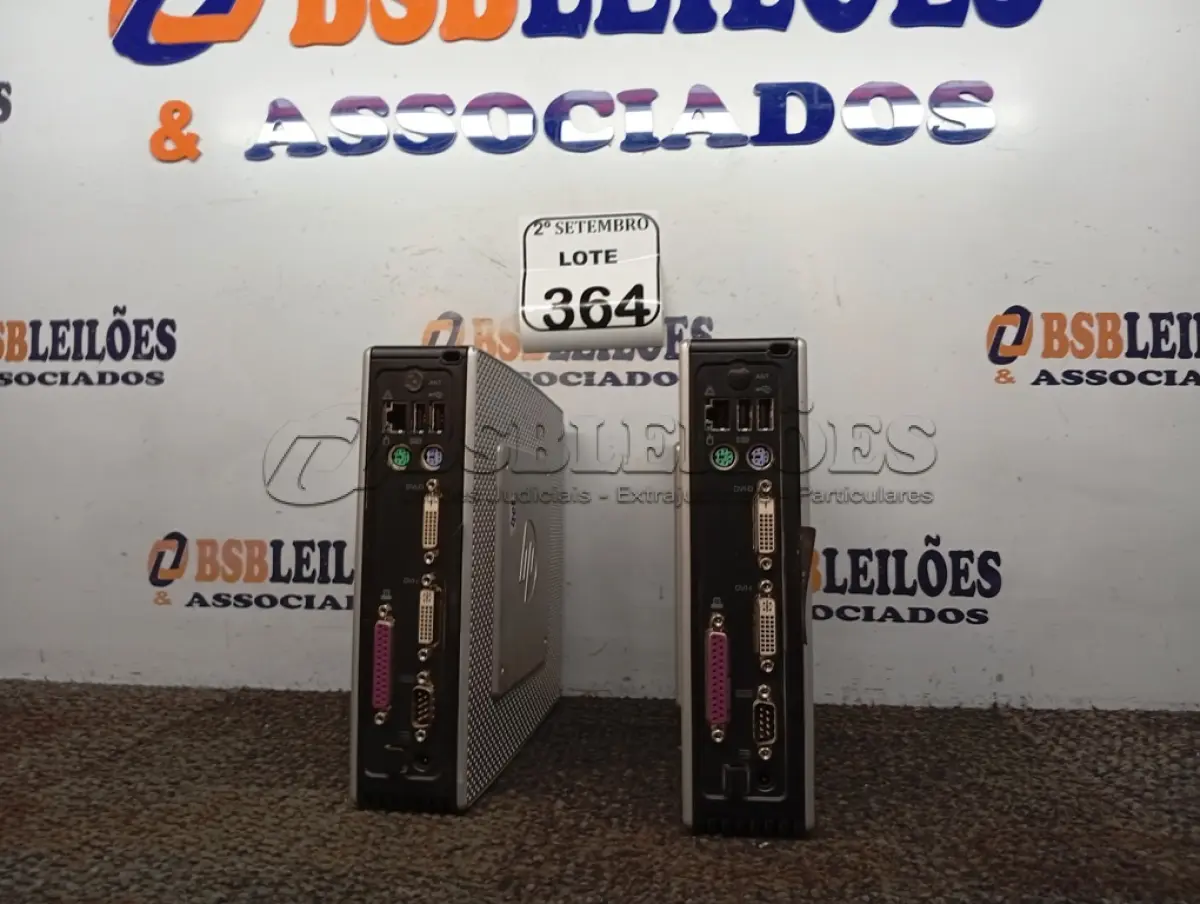 LOTE 364 - 02 MINI CPUS HP. (NO ESTADO) ATENÇÃO! FAZER A VISITAÇÃO ANTES DE ARREMATAR, NÃO SABEMOS SE FUNCIONA. LEILÃO NÃO TEM GARANTIA E NEM DEVOLUÇÃO, SUJEITO A POSSÍVEIS AVARIAS VISÍVEIS/OCULTAS E/OU AUSÊNCIA DE COMPONENTES.