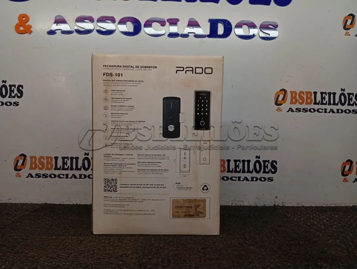 LOTE 243 - 01 FECHADURA DIGITAL FDS101 DE SOBREPOR MARCA PADO NOVO. (NO ESTADO) ATENÇÃO! FAZER A VISITAÇÃO ANTES DE ARREMATAR, NÃO SABEMOS SE FUNCIONA. LEILÃO NÃO TEM GARANTIA E NEM DEVOLUÇÃO, SUJEITO A POSSÍVEIS AVARIAS VISÍVEIS/OCULTAS E/OU AUSÊNCIA DE COMPONENTES.