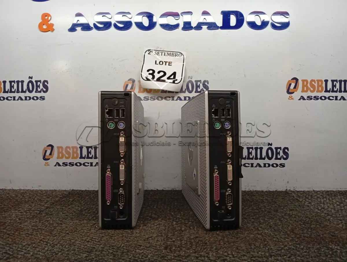 LOTE 324 - 02 MINI CPUS MARCA HP. (NO ESTADO) ATENÇÃO! FAZER A VISITAÇÃO ANTES DE ARREMATAR, NÃO SABEMOS SE FUNCIONA. LEILÃO NÃO TEM GARANTIA E NEM DEVOLUÇÃO, SUJEITO A POSSÍVEIS AVARIAS VISÍVEIS/OCULTAS E/OU AUSÊNCIA DE COMPONENTES.