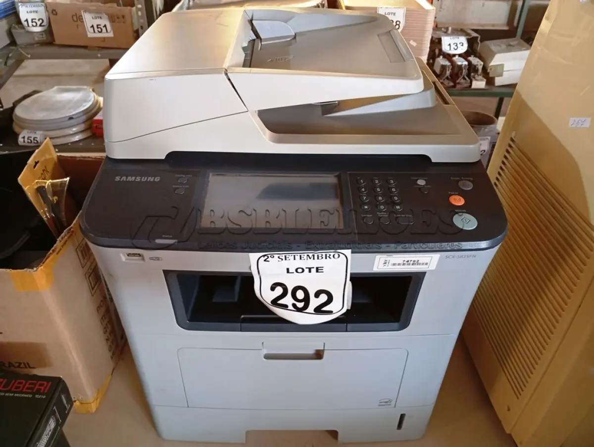 LOTE 292 - 01 IMPRESSORA MULTIFUNCIONAL SAMSUMG MODELO SCX5835FN. (NO ESTADO) ATENÇÃO! FAZER A VISITAÇÃO ANTES DE ARREMATAR, NÃO SABEMOS SE FUNCIONA. LEILÃO NÃO TEM GARANTIA E NEM DEVOLUÇÃO, SUJEITO A POSSÍVEIS AVARIAS VISÍVEIS/OCULTAS E/OU AUSÊNCIA DE COMPONENTES.