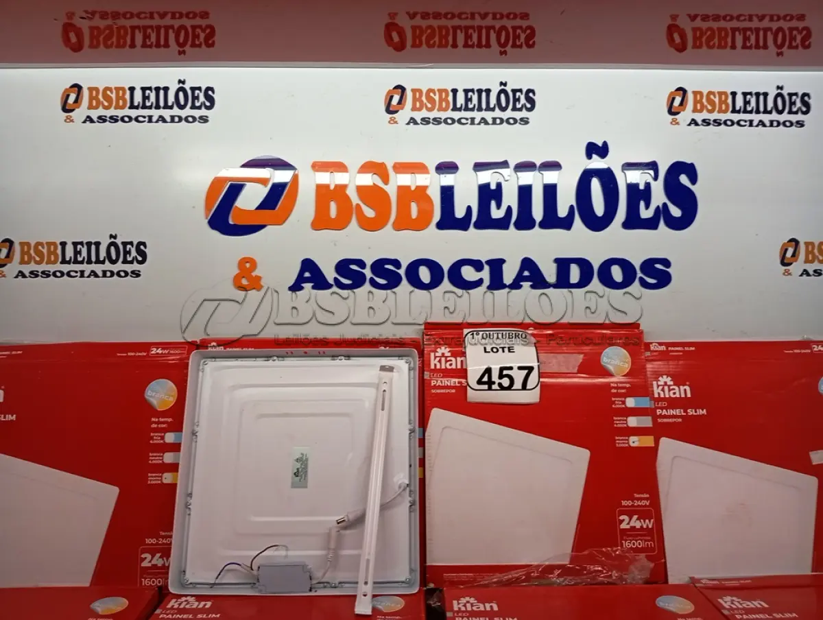 LOTE 457 - 10 LUMINÁRIAS DE LED PAINEL SLIM KIAN 18W 100-240V.  (NO ESTADO) ATENÇÃO! FAZER A VISITAÇÃO ANTES DE ARREMATAR, NÃO SABEMOS SE FUNCIONA. LEILÃO NÃO TEM GARANTIA E NEM DEVOLUÇÃO, SUJEITO A POSSÍVEIS AVARIAS VISÍVEIS/OCULTAS E/OU AUSÊNCIA DE COMPONENTES.