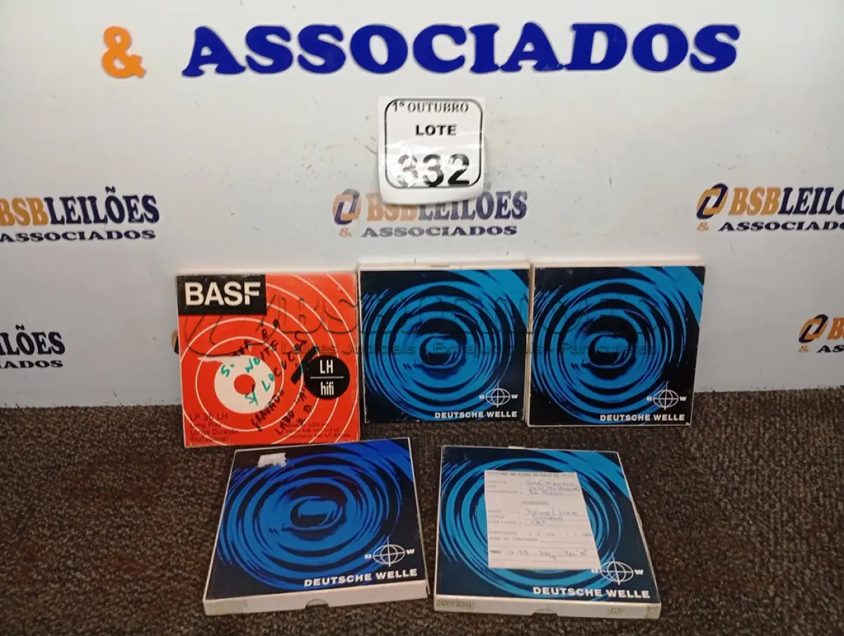 LOTE 332 - 05 FITAS DE ROLO P/ GRAVADOR. (NO ESTADO) ATENÇÃO! FAZER A VISITAÇÃO ANTES DE ARREMATAR, NÃO SABEMOS SE FUNCIONA. LEILÃO NÃO TEM GARANTIA E NEM DEVOLUÇÃO, SUJEITO A POSSÍVEIS AVARIAS VISÍVEIS/OCULTAS E/OU AUSÊNCIA DE COMPONENTES.