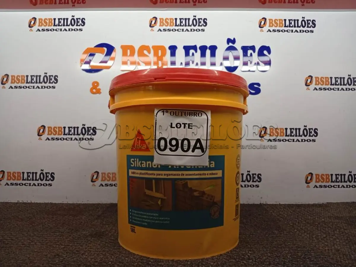 LOTE 090 - 01 BALDE SIKANOL ALVENARIA ADITIVO PLASTIFICANTE PARA ARGAMASSA, ASSENTAMENTOS E REBOCO 18L. (NO ESTADO) ATENÇÃO! FAZER A VISITAÇÃO ANTES DE ARREMATAR, NÃO SABEMOS SE FUNCIONA. LEILÃO NÃO TEM GARANTIA E NEM DEVOLUÇÃO, SUJEITO A POSSÍVEIS AVARIAS VISÍVEIS/OCULTAS E/OU AUSÊNCIA DE COMPONENTES