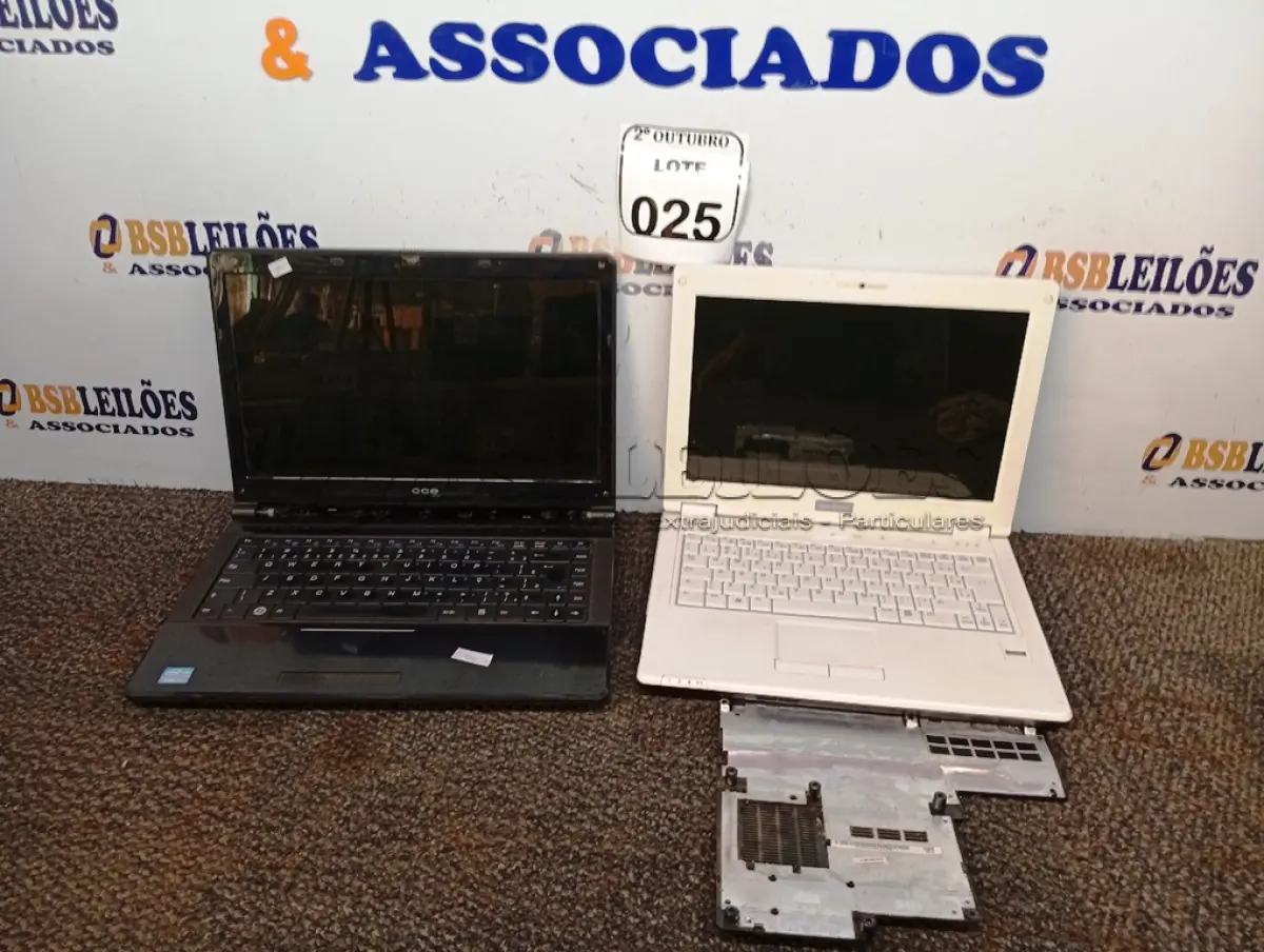LOTE 025 - 02 NOTEBOOKS MARCAS E MODELOS DIVERSOS. (NO ESTADO) ATENÇÃO! FAZER A VISITAÇÃO ANTES DE ARREMATAR, NÃO SABEMOS SE FUNCIONA. LEILÃO NÃO TEM GARANTIA E NEM DEVOLUÇÃO, SUJEITO A POSSÍVEIS AVARIAS VISÍVEIS/OCULTAS E/OU AUSÊNCIA DE COMPONENTES.