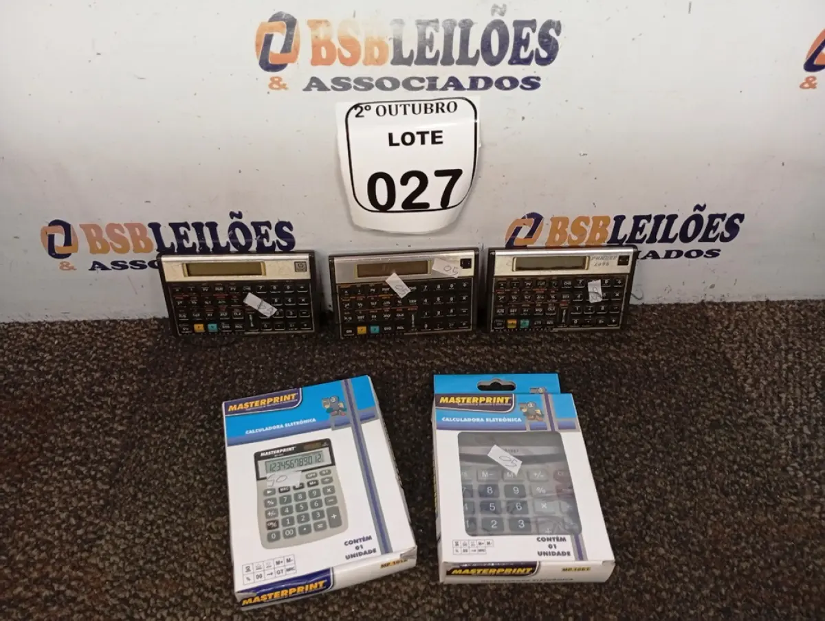 LOTE 027 - 05 CALCULADORAS PORTÁTEIS MARCAS E MODELOS DIVERSOS. (NO ESTADO) ATENÇÃO! FAZER A VISITAÇÃO ANTES DE ARREMATAR, NÃO SABEMOS SE FUNCIONA. LEILÃO NÃO TEM GARANTIA E NEM DEVOLUÇÃO, SUJEITO A POSSÍVEIS AVARIAS VISÍVEIS/OCULTAS E/OU AUSÊNCIA DE COMPONENTES.