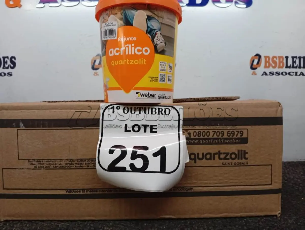 LOTE 251 - 06 REJUNTES ACRÍLICO NA COR CORDA 1K CADA. (NO ESTADO) ATENÇÃO! FAZER A VISITAÇÃO ANTES DE ARREMATAR, NÃO SABEMOS SE FUNCIONA. LEILÃO NÃO TEM GARANTIA E NEM DEVOLUÇÃO, SUJEITO A POSSÍVEIS AVARIAS VISÍVEIS/OCULTAS E/OU AUSÊNCIA DE COMPONENTES.