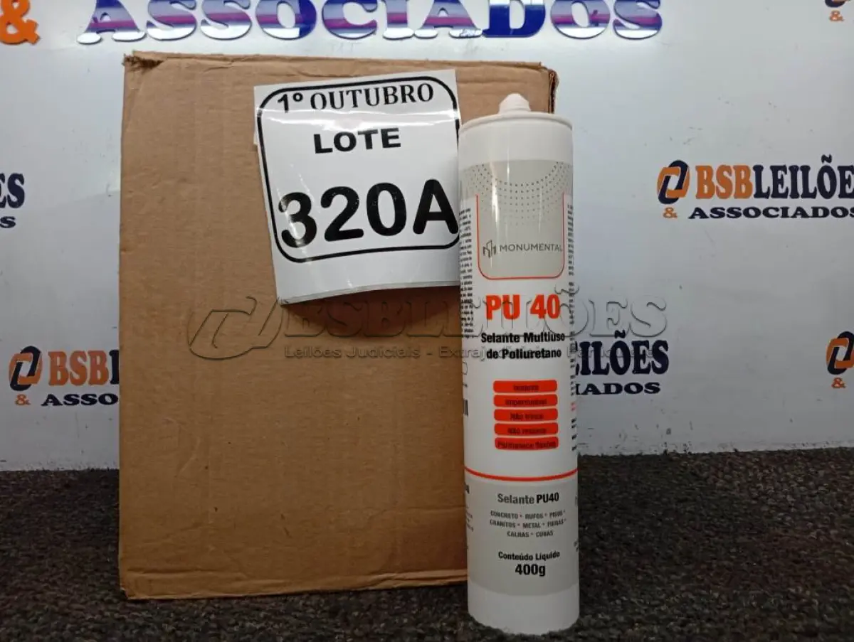 LOTE 320 - 12 SELANTE PU 40 MULTIUSO DE POLIURETANO MONUMENTAL 400G CADA. (NO ESTADO) ATENÇÃO! FAZER A VISITAÇÃO ANTES DE ARREMATAR, NÃO SABEMOS SE FUNCIONA. LEILÃO NÃO TEM GARANTIA E NEM DEVOLUÇÃO, SUJEITO A POSSÍVEIS AVARIAS VISÍVEIS/OCULTAS E/OU AUSÊNCIA DE COMPONENTES.