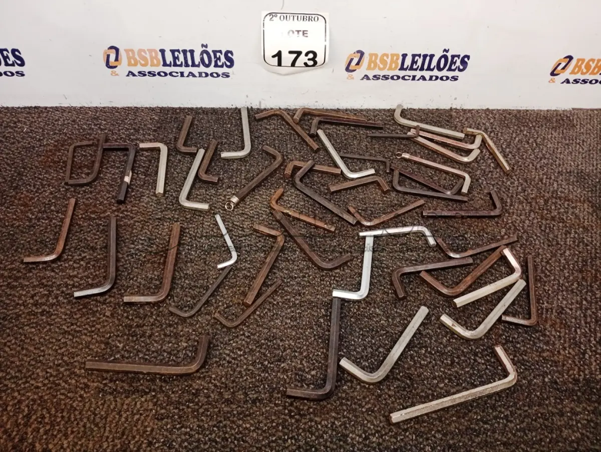 LOTE 173 - 01 LOTE COM DIVERSAS CHAVES ALLEN. (NO ESTADO) ATENÇÃO! FAZER A VISITAÇÃO ANTES DE ARREMATAR, NÃO SABEMOS SE FUNCIONA. LEILÃO NÃO TEM GARANTIA E NEM DEVOLUÇÃO, SUJEITO A POSSÍVEIS AVARIAS VISÍVEIS/OCULTAS E/OU AUSÊNCIA DE COMPONENTES.