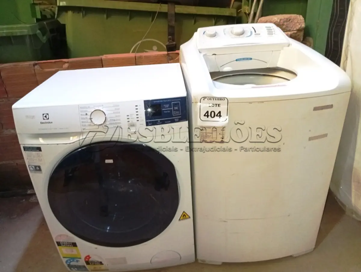 LOTE 404 - 01 LAVA E SECA ELETROLUX 07 KG E 01 MÁQUINA DE LAVAR ELETROLUX INCOMPLETA. (NO ESTADO) ATENÇÃO! FAZER A VISITAÇÃO ANTES DE ARREMATAR, NÃO SABEMOS SE FUNCIONA. LEILÃO NÃO TEM GARANTIA E NEM DEVOLUÇÃO, SUJEITO A POSSÍVEIS AVARIAS VISÍVEIS/OCULTAS E/OU AUSÊNCIA DE COMPONENTES.
