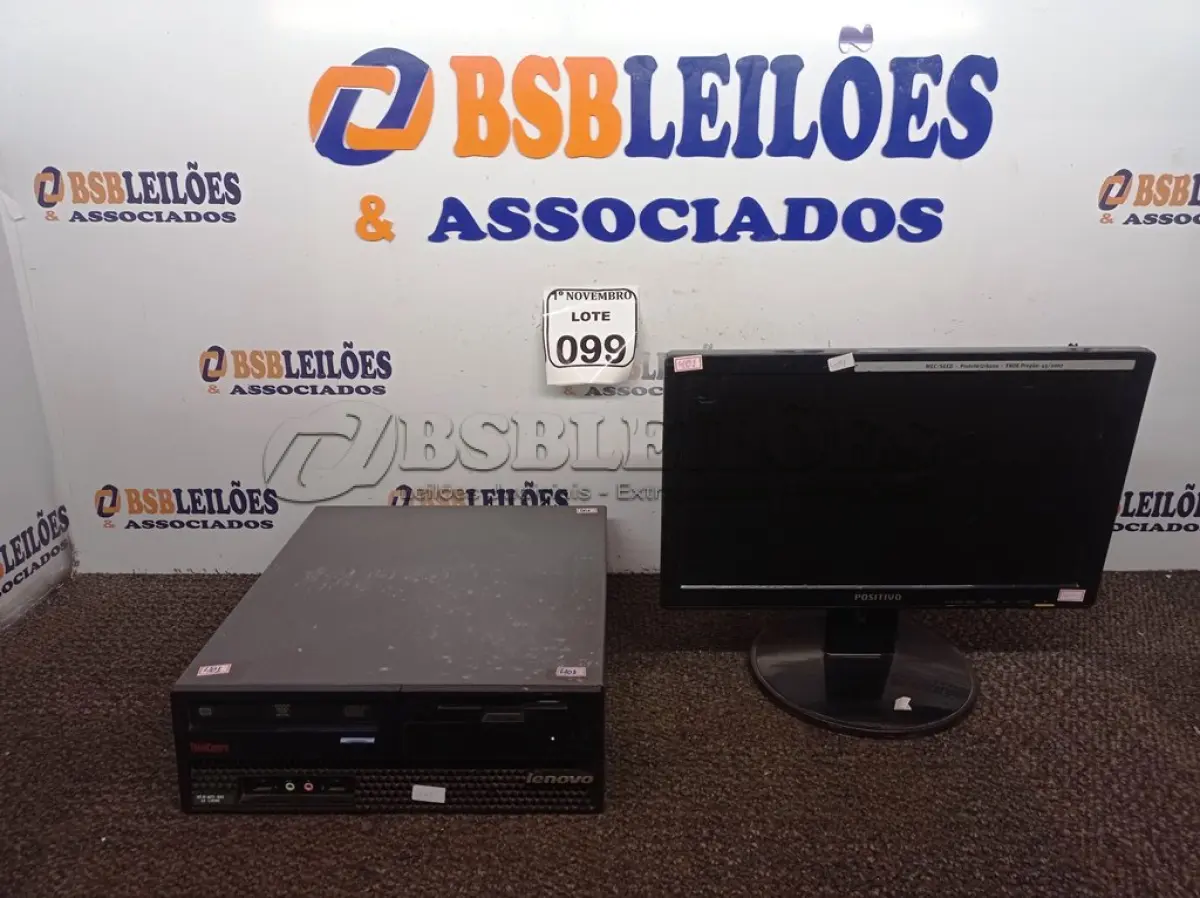 LOTE 099 - 01 CPU MARCA LENOVO E 01 MONITOR MARCA POSITIVO. (NO ESTADO) ATENÇÃO! FAZER A VISITAÇÃO ANTES DE ARREMATAR, NÃO SABEMOS SE FUNCIONA. LEILÃO NÃO TEM GARANTIA E NEM DEVOLUÇÃO, SUJEITO A POSSÍVEIS AVARIAS VISÍVEIS/OCULTAS E/OU AUSÊNCIA DE COMPONENTES.