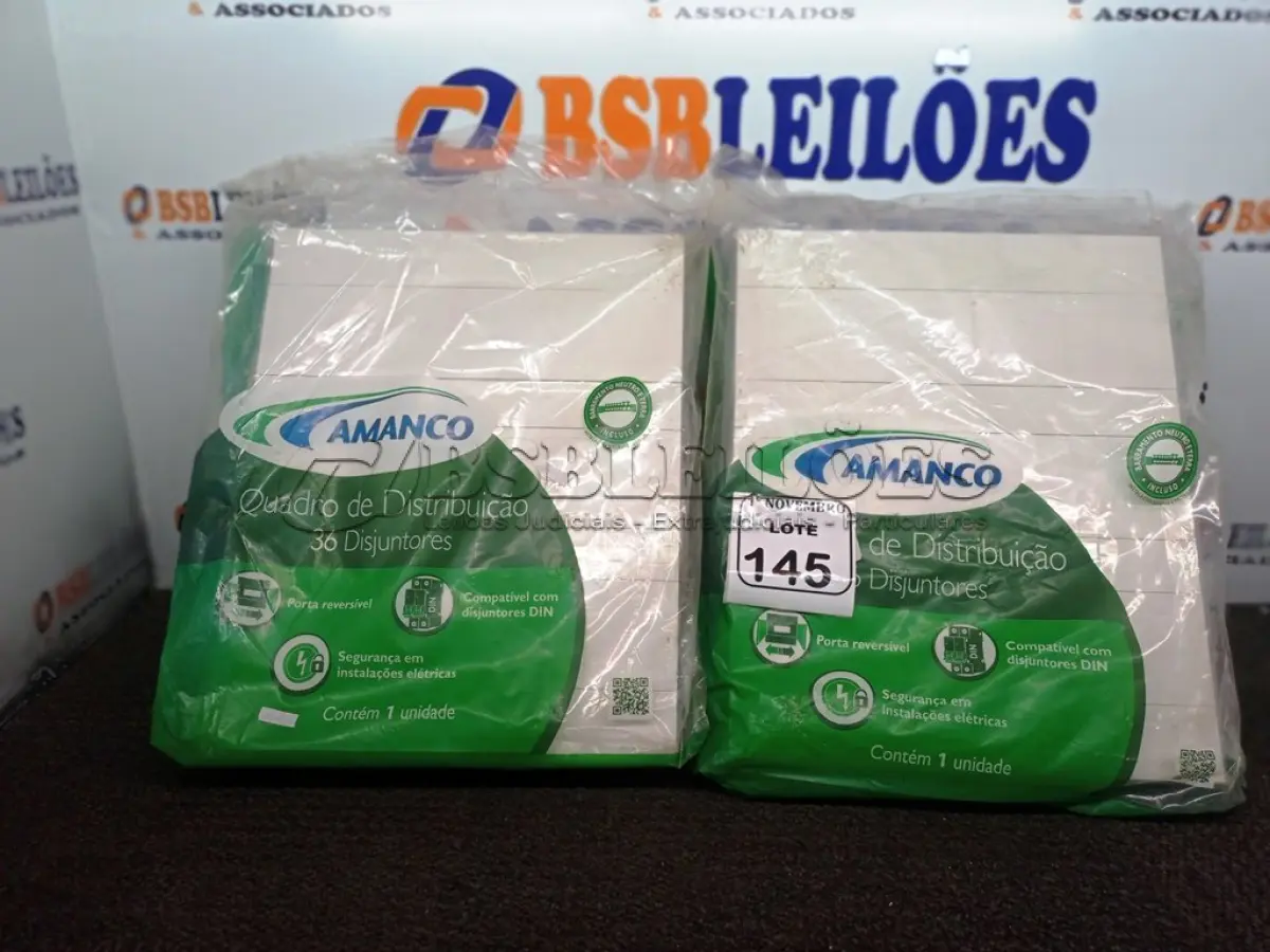 LOTE 145 - 02 QUADROS DE DISTRIBUIÇÃO, MARCA AMANCO P/24 DISJUNTORES. (NO ESTADO) ATENÇÃO! FAZER A VISITAÇÃO ANTES DE ARREMATAR, NÃO SABEMOS SE FUNCIONA. LEILÃO NÃO TEM GARANTIA E NEM DEVOLUÇÃO, SUJEITO A POSSÍVEIS AVARIAS VISÍVEIS/OCULTAS E/OU AUSÊNCIA DE COMPONENTES.