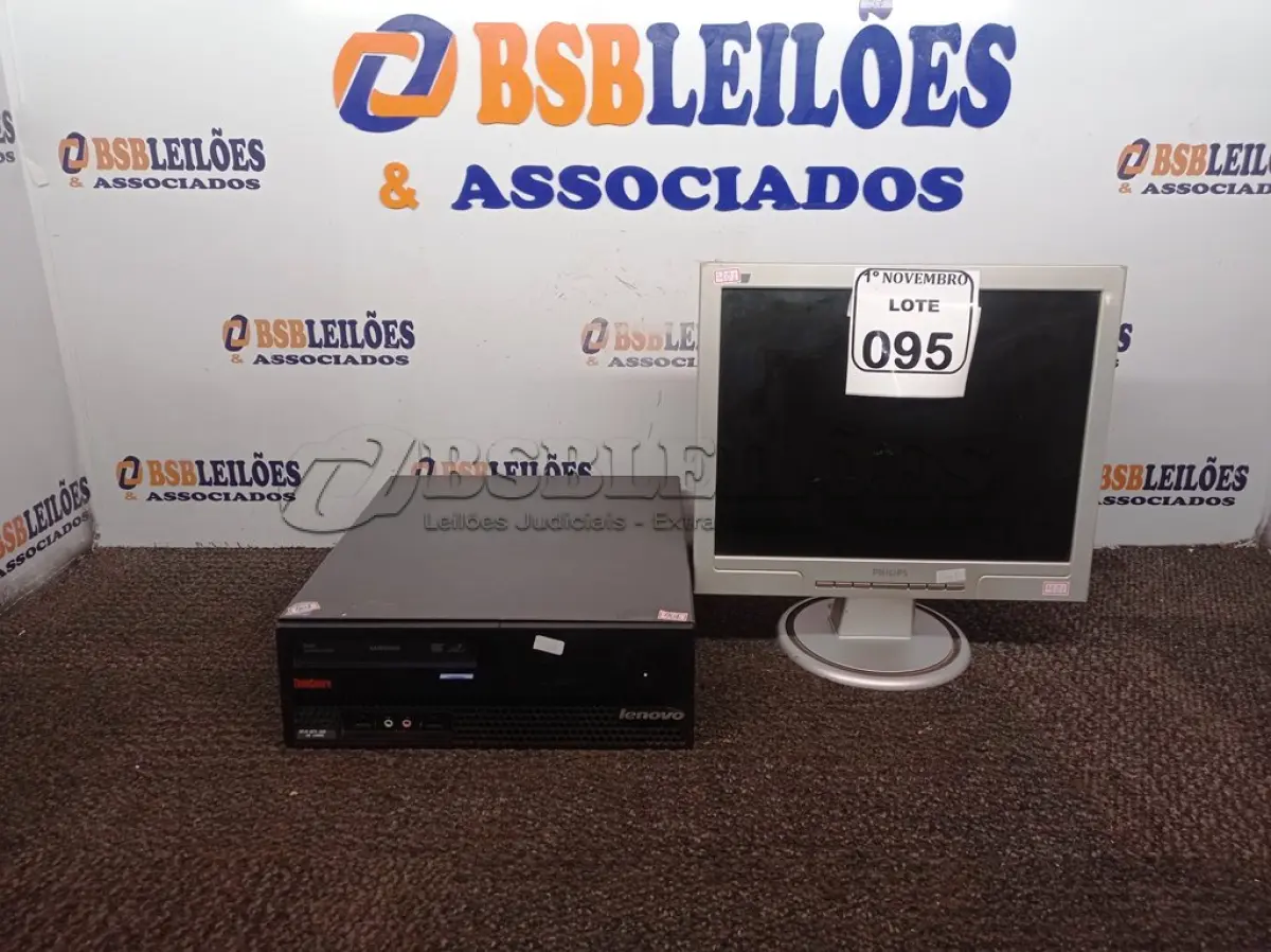 LOTE 095 - 01 CPU MARCA LENOVO E 01 MONITOR MARCA PHILIPS. (NO ESTADO) ATENÇÃO! FAZER A VISITAÇÃO ANTES DE ARREMATAR, NÃO SABEMOS SE FUNCIONA. LEILÃO NÃO TEM GARANTIA E NEM DEVOLUÇÃO, SUJEITO A POSSÍVEIS AVARIAS VISÍVEIS/OCULTAS E/OU AUSÊNCIA DE COMPONENTES.