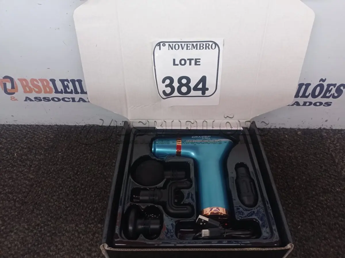 LOTE 384 - 01 PISTOLA MASSAGEADORA 25W. (NOVO) (NO ESTADO) ATENÇÃO! FAZER A VISITAÇÃO ANTES DE ARREMATAR, NÃO SABEMOS SE FUNCIONA. LEILÃO NÃO TEM GARANTIA E NEM DEVOLUÇÃO, SUJEITO A POSSÍVEIS AVARIAS VISÍVEIS/OCULTAS E/OU AUSÊNCIA DE COMPONENTES.