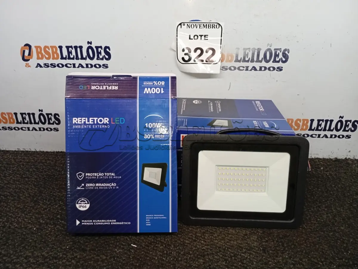 LOTE 322 - 05 REFLETORES LED AMBIENTE EXTERNO100W. (NO ESTADO) ATENÇÃO! FAZER A VISITAÇÃO ANTES DE ARREMATAR, NÃO SABEMOS SE FUNCIONA. LEILÃO NÃO TEM GARANTIA E NEM DEVOLUÇÃO, SUJEITO A POSSÍVEIS AVARIAS VISÍVEIS/OCULTAS E/OU AUSÊNCIA DE COMPONENTES.
