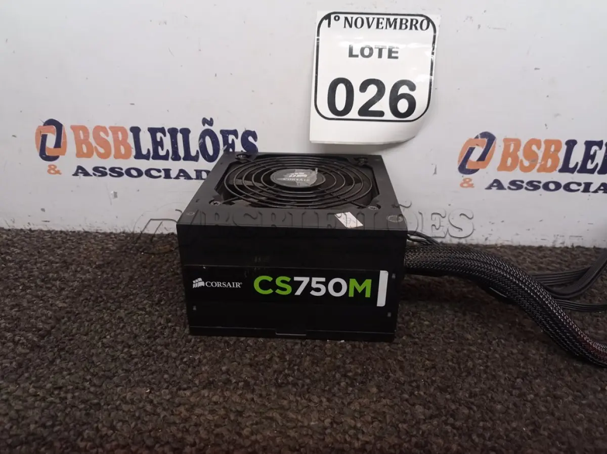 LOTE 026 - 01 FONTE PARA PC MODELO CS 750M CORSAIR (NO ESTADO) ATENÇÃO! FAZER A VISITAÇÃO ANTES DE ARREMATAR, NÃO SABEMOS SE FUNCIONA. LEILÃO NÃO TEM GARANTIA E NEM DEVOLUÇÃO, SUJEITO A POSSÍVEIS AVARIAS VISÍVEIS/OCULTAS E/OU AUSÊNCIA DE COMPONENTES.
