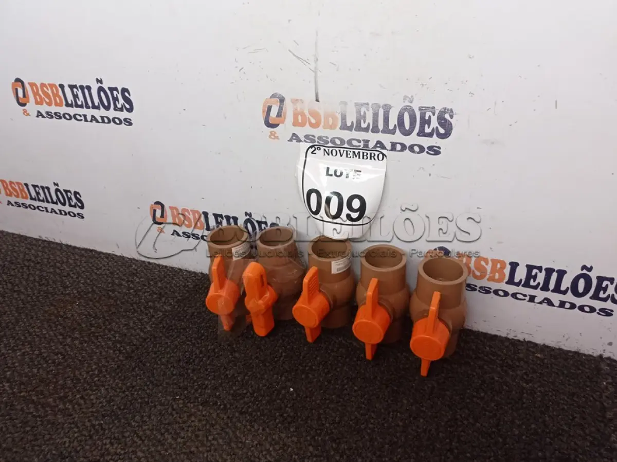 LOTE 009 - 05 REGISTROS ESFERAS DE PVC 40MM(NOVO). (NO ESTADO) ATENÇÃO! FAZER A VISITAÇÃO ANTES DE ARREMATAR, NÃO SABEMOS SE FUNCIONA. LEILÃO NÃO TEM GARANTIA E NEM DEVOLUÇÃO, SUJEITO A POSSÍVEIS AVARIAS VISÍVEIS/OCULTAS E/OU AUSÊNCIA DE COMPONENTES.