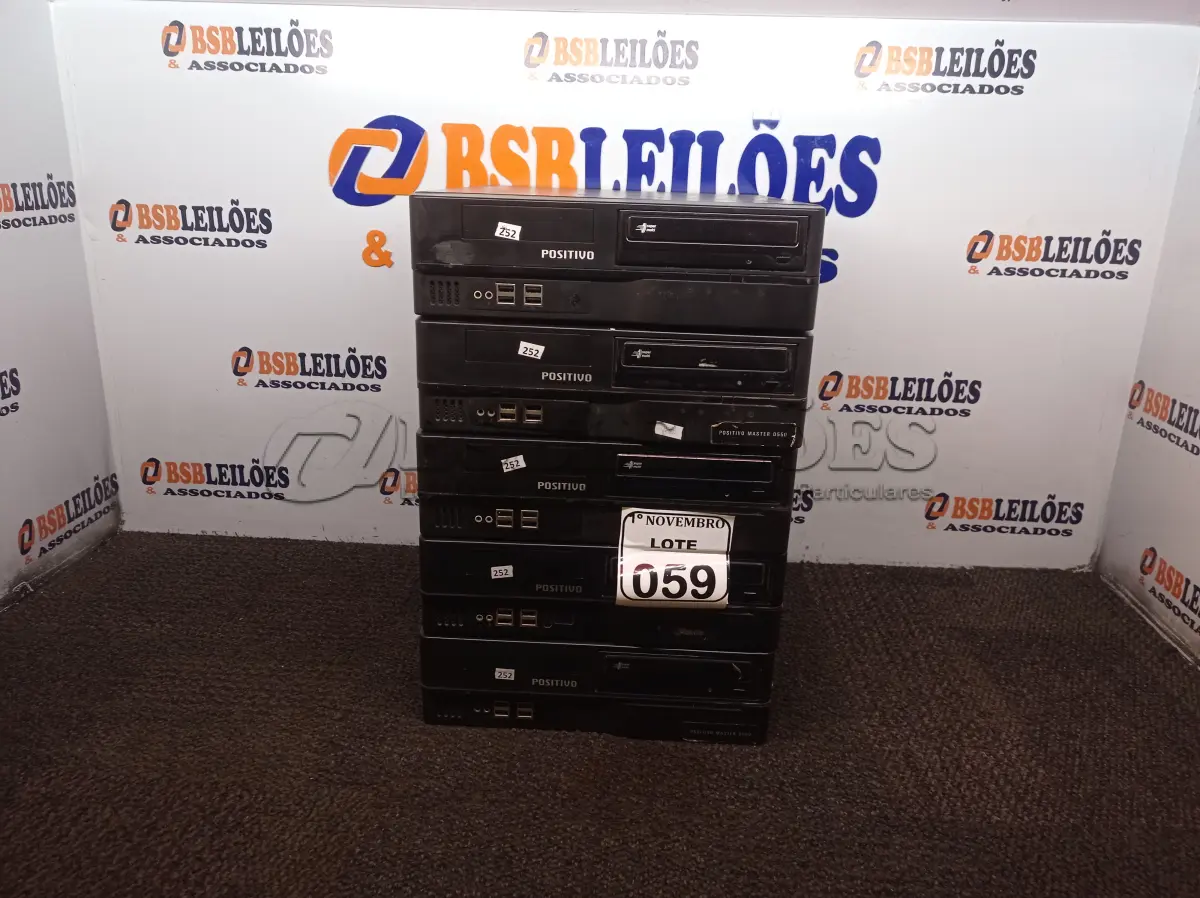 LOTE 059 - 05 CPU’S MARCA POSITIVO. (NO ESTADO) ATENÇÃO! FAZER A VISITAÇÃO ANTES DE ARREMATAR, NÃO SABEMOS SE FUNCIONA. LEILÃO NÃO TEM GARANTIA E NEM DEVOLUÇÃO, SUJEITO A POSSÍVEIS AVARIAS VISÍVEIS/OCULTAS E/OU AUSÊNCIA DE COMPONENTES.