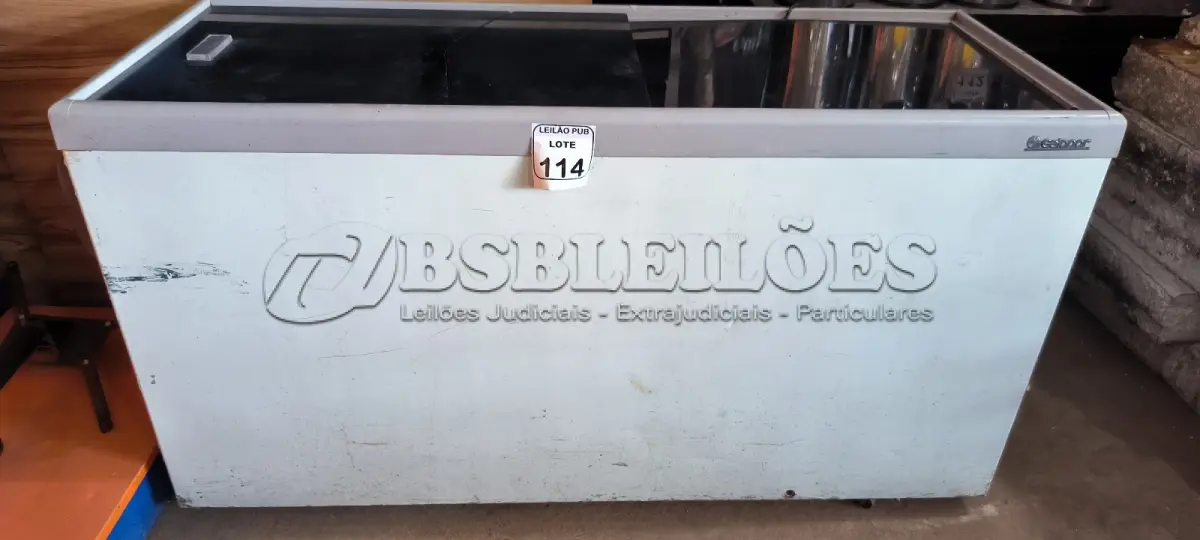 LOTE 114 - 01 FREEZER HORIZONTAL GELOPAC. 220 VOLTS. (NO ESTADO) ATENÇÃO! FAZER A VISITAÇÃO ANTES DE ARREMATAR, NÃO SABEMOS SE FUNCIONA. LEILÃO NÃO TEM GARANTIA E NEM DEVOLUÇÃO, SUJEITO A POSSÍVEIS AVARIAS VISÍVEIS/OCULTAS E/OU AUSÊNCIA DE COMPONENTES.