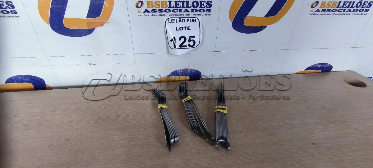 LOTE 125 - 07 GARFOS ,10 COLHERES E 10 FACAS DE MESA. (NO ESTADO) ATENÇÃO! FAZER A VISITAÇÃO ANTES DE ARREMATAR, NÃO SABEMOS SE FUNCIONA. LEILÃO NÃO TEM GARANTIA E NEM DEVOLUÇÃO, SUJEITO A POSSÍVEIS AVARIAS VISÍVEIS/OCULTAS E/OU AUSÊNCIA DE COMPONENTES.
