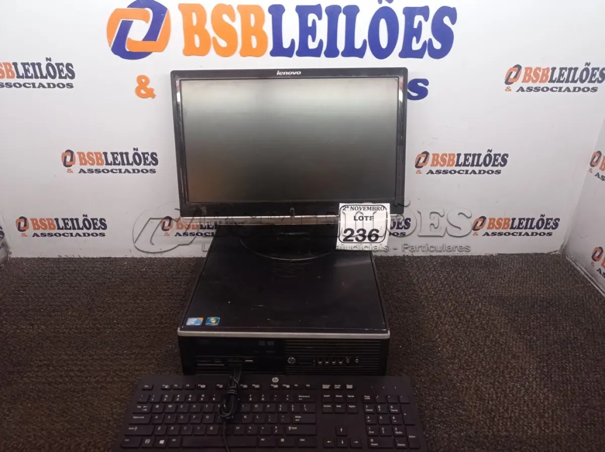 LOTE 236 - 01 CPU HP, 01 MONITOR LENOVO E 01 TECLADO. (NO ESTADO) ATENÇÃO! FAZER A VISITAÇÃO ANTES DE ARREMATAR, NÃO SABEMOS SE FUNCIONA. LEILÃO NÃO TEM GARANTIA E NEM DEVOLUÇÃO, SUJEITO A POSSÍVEIS AVARIAS VISÍVEIS/OCULTAS E/OU AUSÊNCIA DE COMPONENTES.