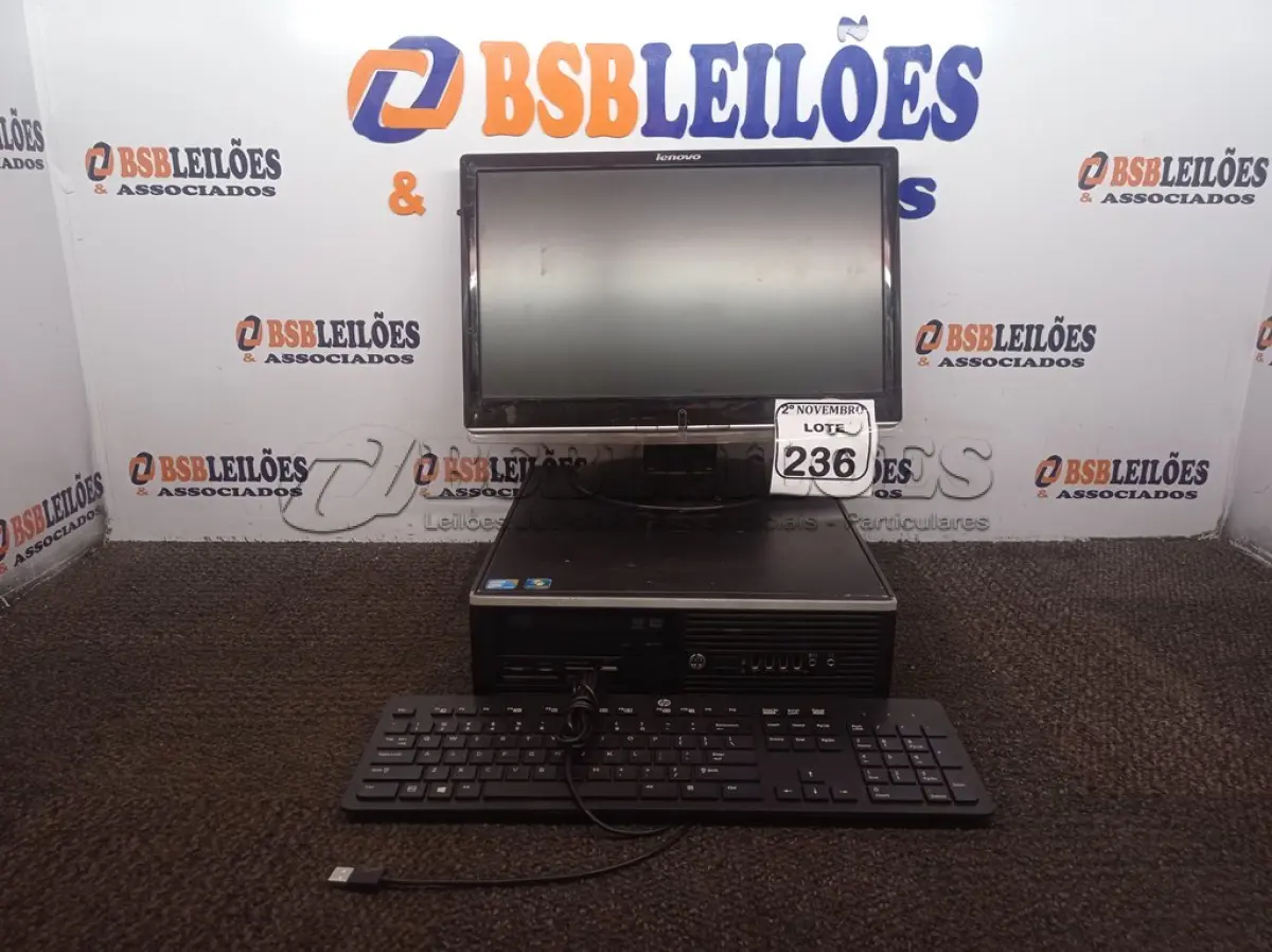 LOTE 236 - 01 CPU HP, 01 MONITOR LENOVO E 01 TECLADO. (NO ESTADO) ATENÇÃO! FAZER A VISITAÇÃO ANTES DE ARREMATAR, NÃO SABEMOS SE FUNCIONA. LEILÃO NÃO TEM GARANTIA E NEM DEVOLUÇÃO, SUJEITO A POSSÍVEIS AVARIAS VISÍVEIS/OCULTAS E/OU AUSÊNCIA DE COMPONENTES.