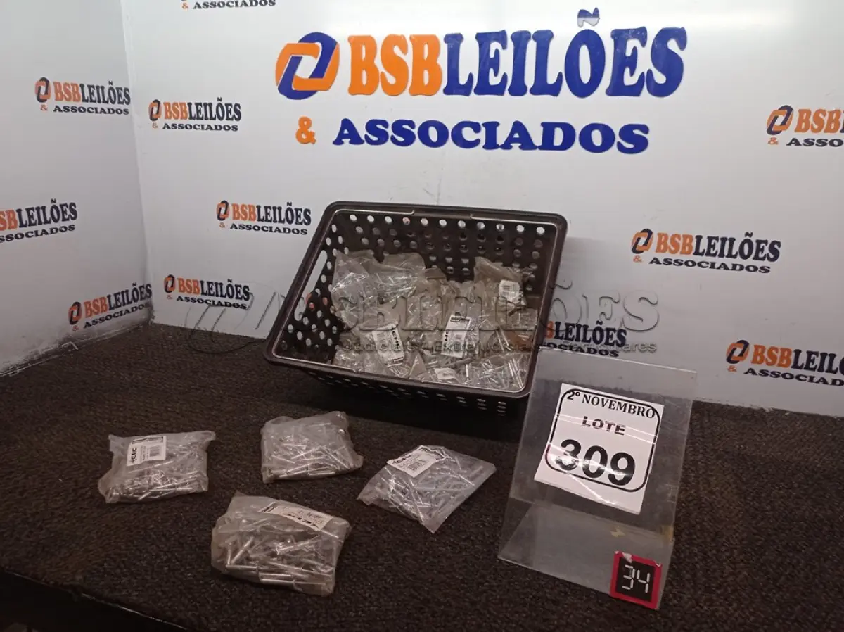 LOTE 309 - 01 LOTE C/GRANDE QUANTIDADE REBITES(NOVO). (NO ESTADO) ATENÇÃO! FAZER A VISITAÇÃO ANTES DE ARREMATAR, NÃO SABEMOS SE FUNCIONA. LEILÃO NÃO TEM GARANTIA E NEM DEVOLUÇÃO, SUJEITO A POSSÍVEIS AVARIAS VISÍVEIS/OCULTAS E/OU AUSÊNCIA DE COMPONENTES.