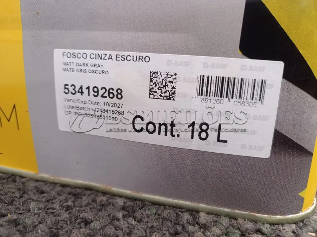 LOTE 277 - 01 LATA DE TINTA PARA PISO CINZA FOSCO ESCURO MARCA SUVINIL 18L(NOVO). (NO ESTADO) ATENÇÃO! FAZER A VISITAÇÃO ANTES DE ARREMATAR, NÃO SABEMOS SE FUNCIONA. LEILÃO NÃO TEM GARANTIA E NEM DEVOLUÇÃO, SUJEITO A POSSÍVEIS AVARIAS VISÍVEIS/OCULTAS E/OU AUSÊNCIA DE COMPONENTES.