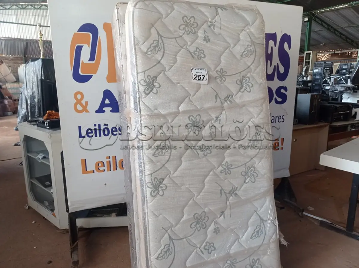 LOTE 257 - 01 CAMA BOX SOLTEIRO. (NO ESTADO) ATENÇÃO! FAZER A VISITAÇÃO ANTES DE ARREMATAR, NÃO SABEMOS SE FUNCIONA. LEILÃO NÃO TEM GARANTIA E NEM DEVOLUÇÃO, SUJEITO A POSSÍVEIS AVARIAS VISÍVEIS/OCULTAS E/OU AUSÊNCIA DE COMPONENTES.