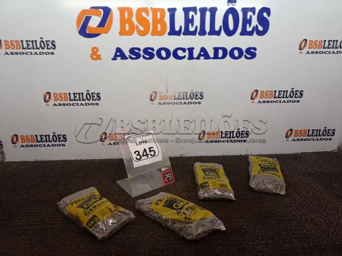 LOTE 345 - 4KG DE PREGOS MARCA GERDAU(NOVO). (NO ESTADO) ATENÇÃO! FAZER A VISITAÇÃO ANTES DE ARREMATAR, NÃO SABEMOS SE FUNCIONA. LEILÃO NÃO TEM GARANTIA E NEM DEVOLUÇÃO, SUJEITO A POSSÍVEIS AVARIAS VISÍVEIS/OCULTAS E/OU AUSÊNCIA DE COMPONENTES.