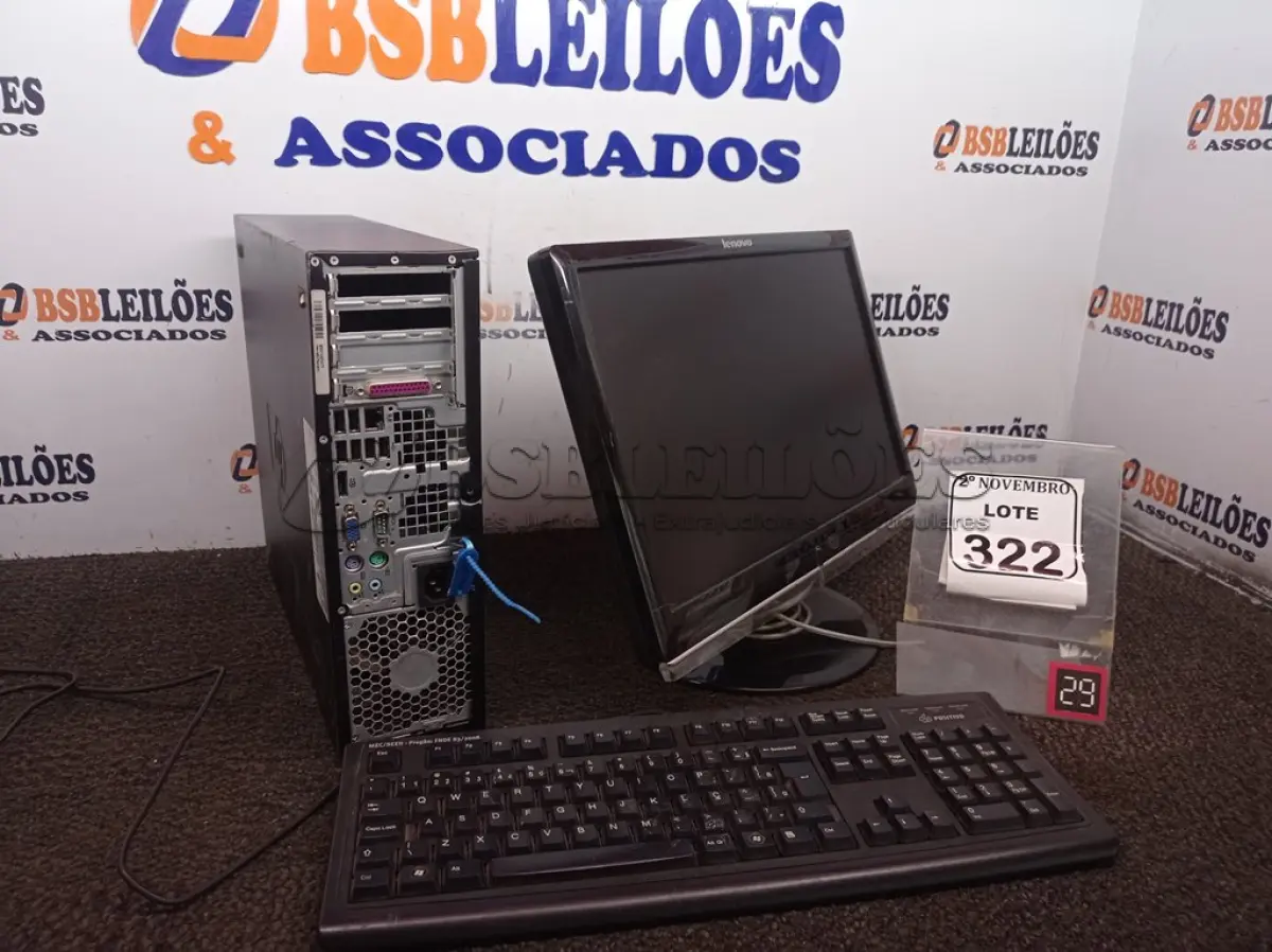 LOTE 322 - 01 CPU MARCA HP, 01 MONITOR MARCA LENOVO E 01 TECLADO. (NO ESTADO) ATENÇÃO! FAZER A VISITAÇÃO ANTES DE ARREMATAR, NÃO SABEMOS SE FUNCIONA. LEILÃO NÃO TEM GARANTIA E NEM DEVOLUÇÃO, SUJEITO A POSSÍVEIS AVARIAS VISÍVEIS/OCULTAS E/OU AUSÊNCIA DE COMPONENTES.