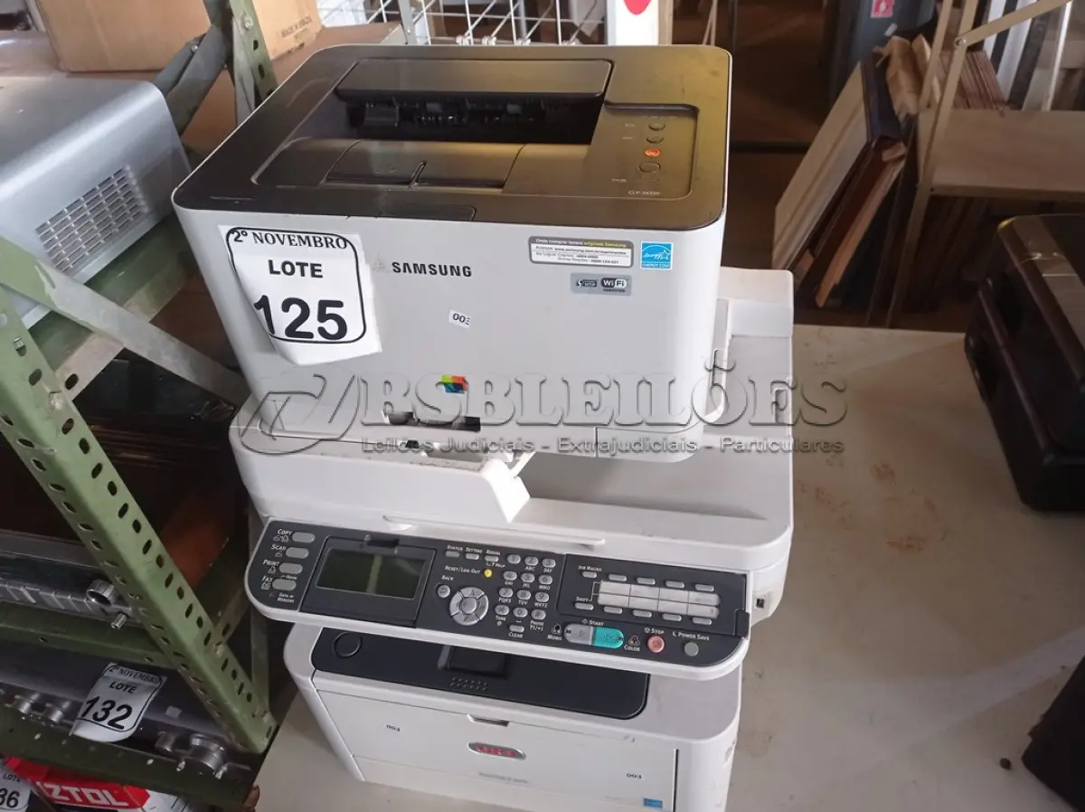 LOTE 125 - 02 IMPRESSORAS MULTIFUNCIONAIS MARCA OKI E SAMSUMG. (NO ESTADO) ATENÇÃO! FAZER A VISITAÇÃO ANTES DE ARREMATAR, NÃO SABEMOS SE FUNCIONA. LEILÃO NÃO TEM GARANTIA E NEM DEVOLUÇÃO, SUJEITO A POSSÍVEIS AVARIAS VISÍVEIS/OCULTAS E/OU AUSÊNCIA DE COMPONENTES.