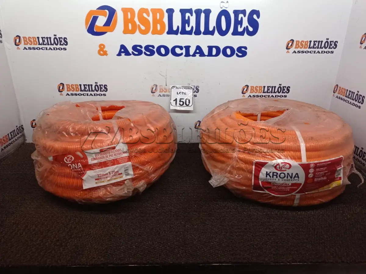 LOTE 150 - 02 ROLOS ELETRODUTOS CORRUGADOS 25MM(NOVO). (NO ESTADO) ATENÇÃO! FAZER A VISITAÇÃO ANTES DE ARREMATAR, NÃO SABEMOS SE FUNCIONA. LEILÃO NÃO TEM GARANTIA E NEM DEVOLUÇÃO, SUJEITO A POSSÍVEIS AVARIAS VISÍVEIS/OCULTAS E/OU AUSÊNCIA DE COMPONENTES.