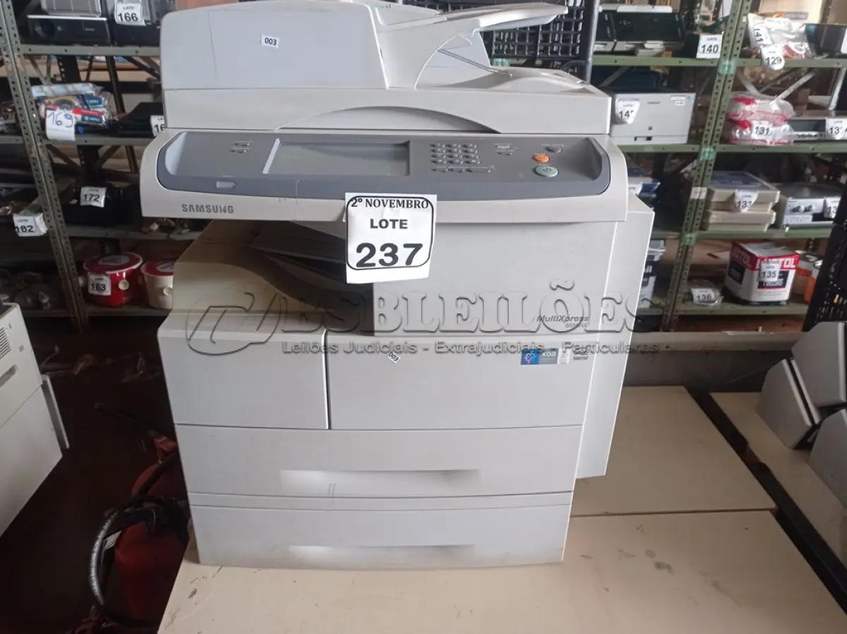 LOTE 237 - 01 IMPRESSORA MULTIFUNCIONAL MARCA SAMSUNG MODELO 6555NX. (NO ESTADO) ATENÇÃO! FAZER A VISITAÇÃO ANTES DE ARREMATAR, NÃO SABEMOS SE FUNCIONA. LEILÃO NÃO TEM GARANTIA E NEM DEVOLUÇÃO, SUJEITO A POSSÍVEIS AVARIAS VISÍVEIS/OCULTAS E/OU AUSÊNCIA DE COMPONENTES.