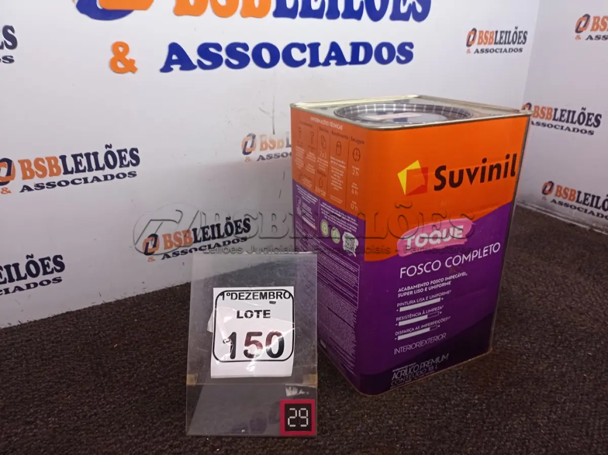 LOTE 150 - 01 LATA DE TINTA MARCA SUVINIL COR BRANCO NEVE ACRÍLICA PREMIUM 18L. (VALIDADE 10/2027) (NOVO) (NO ESTADO) ATENÇÃO! FAZER A VISITAÇÃO ANTES DE ARREMATAR, NÃO SABEMOS SE FUNCIONA. LEILÃO NÃO TEM GARANTIA E NEM DEVOLUÇÃO, SUJEITO A POSSÍVEIS AVARIAS VISÍVEIS/OCULTAS E/OU AUSÊNCIA DE COMPONENTES.