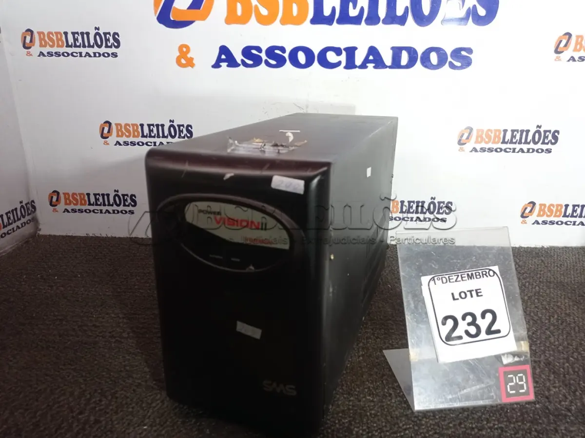 LOTE 232 - 01 NOBREAK MARCA VISION2 MODELO SMS. (NO ESTADO) ATENÇÃO! FAZER A VISITAÇÃO ANTES DE ARREMATAR, NÃO SABEMOS SE FUNCIONA. LEILÃO NÃO TEM GARANTIA E NEM DEVOLUÇÃO, SUJEITO A POSSÍVEIS AVARIAS VISÍVEIS/OCULTAS E/OU AUSÊNCIA DE COMPONENTES.
