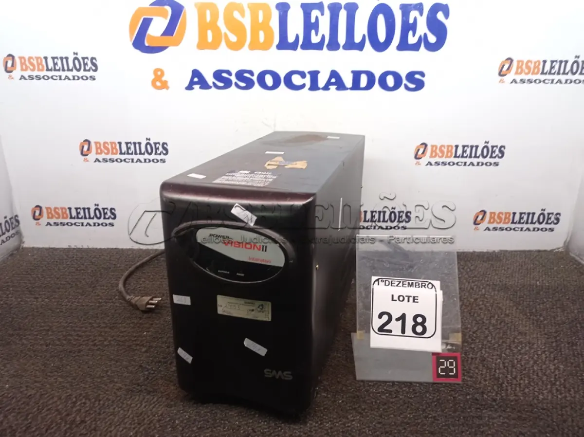 LOTE 218 - 01 NOBREAK MARCA VISION2 MODELO SMS. (NO ESTADO) ATENÇÃO! FAZER A VISITAÇÃO ANTES DE ARREMATAR, NÃO SABEMOS SE FUNCIONA. LEILÃO NÃO TEM GARANTIA E NEM DEVOLUÇÃO, SUJEITO A POSSÍVEIS AVARIAS VISÍVEIS/OCULTAS E/OU AUSÊNCIA DE COMPONENTES.