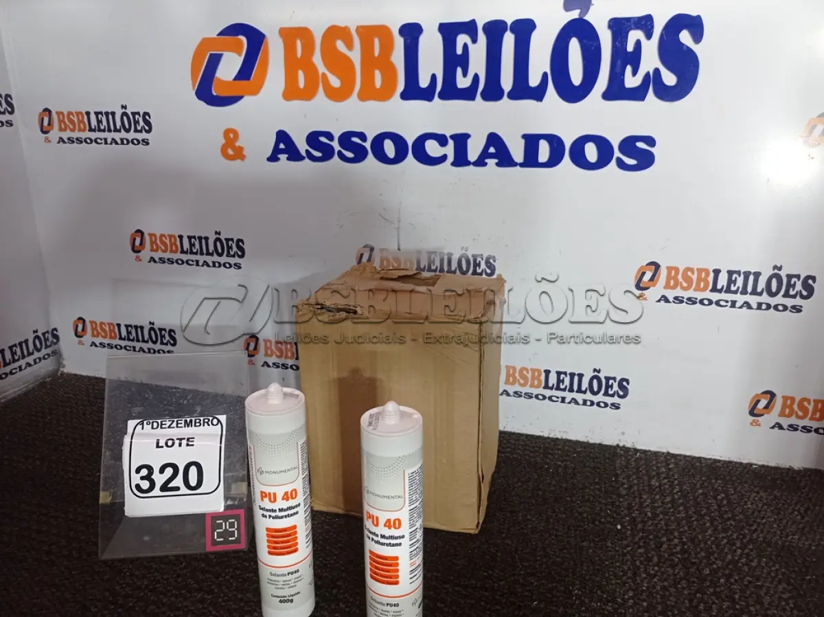 LOTE 320 - 12 SELANTES PU-40 MULTIUSO DE POLIURETANO. (NO ESTADO) ATENÇÃO! FAZER A VISITAÇÃO ANTES DE ARREMATAR, NÃO SABEMOS SE FUNCIONA. LEILÃO NÃO TEM GARANTIA E NEM DEVOLUÇÃO, SUJEITO A POSSÍVEIS AVARIAS VISÍVEIS/OCULTAS E/OU AUSÊNCIA DE COMPONENTES.
