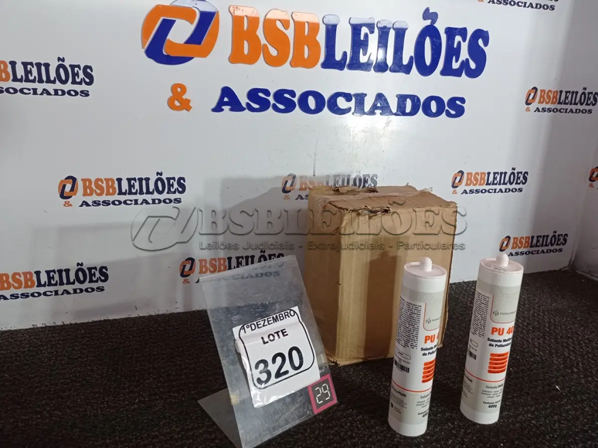 LOTE 320 - 12 SELANTES PU-40 MULTIUSO DE POLIURETANO. (NO ESTADO) ATENÇÃO! FAZER A VISITAÇÃO ANTES DE ARREMATAR, NÃO SABEMOS SE FUNCIONA. LEILÃO NÃO TEM GARANTIA E NEM DEVOLUÇÃO, SUJEITO A POSSÍVEIS AVARIAS VISÍVEIS/OCULTAS E/OU AUSÊNCIA DE COMPONENTES.