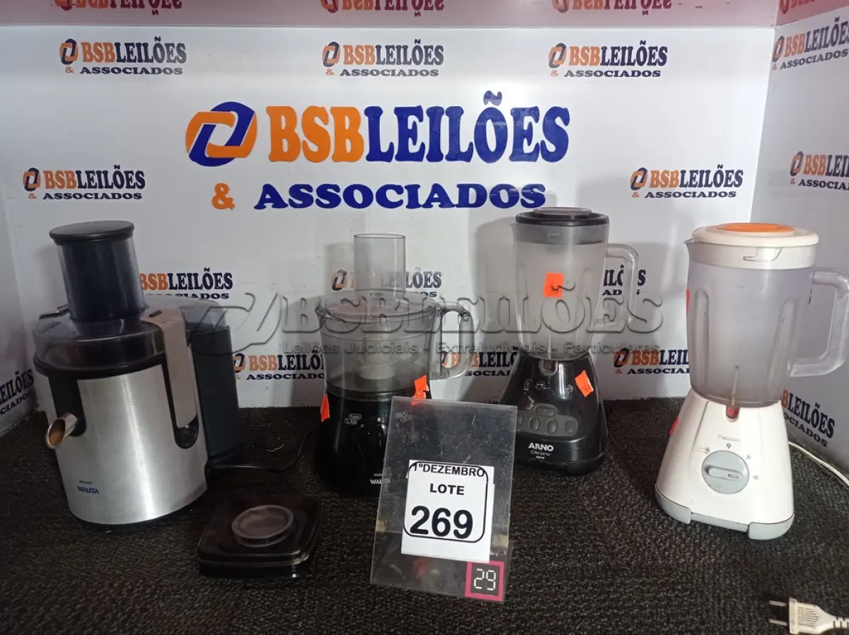 LOTE 269 - 02 MULTIPROCESSADORES DIVERSOS E 02 LIQUIDIFICADORES MARCAS E MODELOS DIVERSOS. (NO ESTADO) ATENÇÃO! FAZER A VISITAÇÃO ANTES DE ARREMATAR, NÃO SABEMOS SE FUNCIONA. LEILÃO NÃO TEM GARANTIA E NEM DEVOLUÇÃO, SUJEITO A POSSÍVEIS AVARIAS VISÍVEIS/OCULTAS E/OU AUSÊNCIA DE COMPONENTES.
