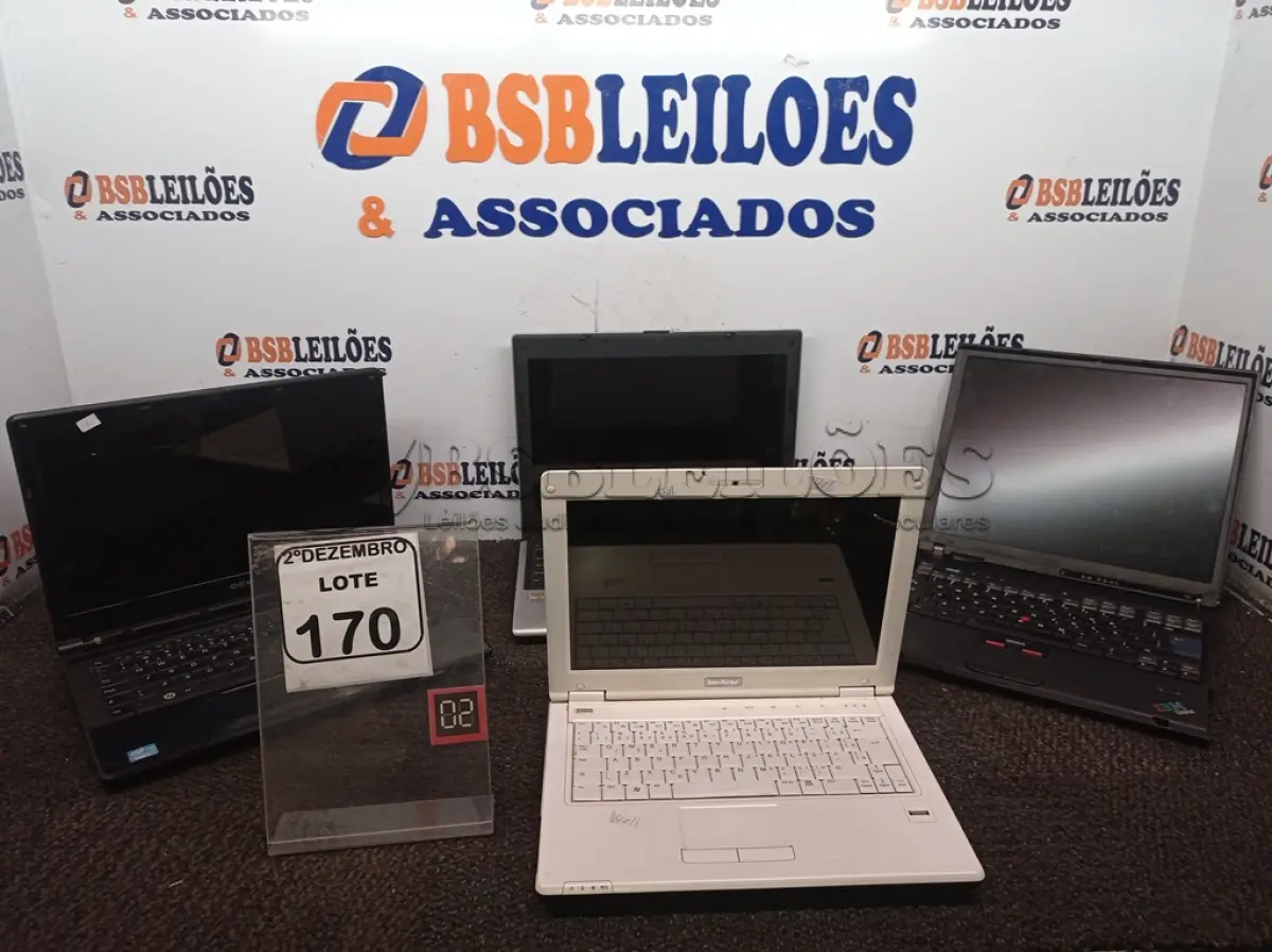 LOTE 170 - 04 NOTEBOOKS MARCAS E MODELOS DIVERSOS P/RETIRADA DE PEÇAS. (NO ESTADO) ATENÇÃO! FAZER A VISITAÇÃO ANTES DE ARREMATAR, NÃO SABEMOS SE FUNCIONA. LEILÃO NÃO TEM GARANTIA E NEM DEVOLUÇÃO, SUJEITO A POSSÍVEIS AVARIAS VISÍVEIS/OCULTAS E/OU AUSÊNCIA DE COMPONENTES.