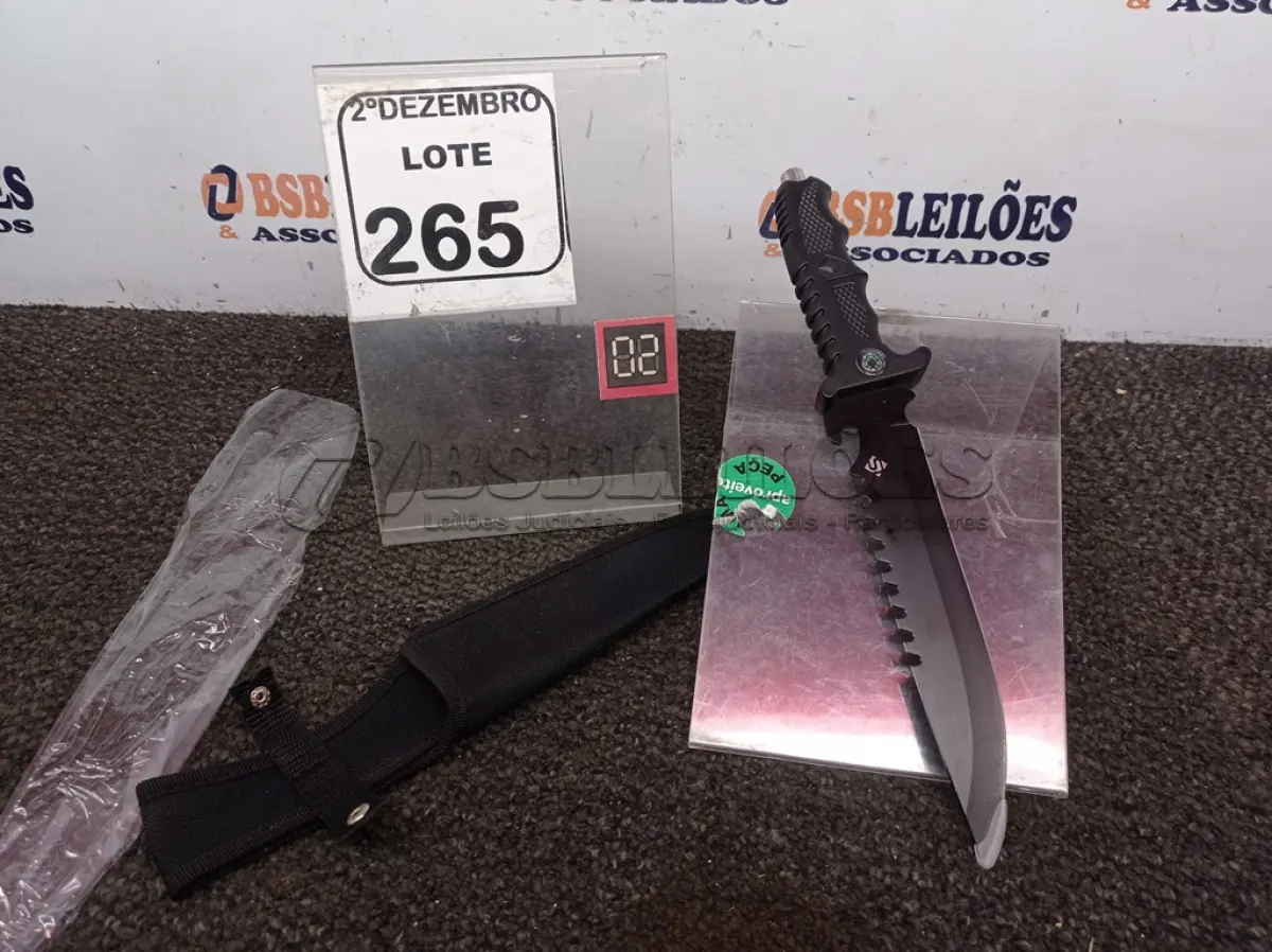LOTE 265 - 01 FACA TAMANHO MEDIANO(NOVO). (NO ESTADO) ATENÇÃO! FAZER A VISITAÇÃO ANTES DE ARREMATAR, NÃO SABEMOS SE FUNCIONA. LEILÃO NÃO TEM GARANTIA E NEM DEVOLUÇÃO, SUJEITO A POSSÍVEIS AVARIAS VISÍVEIS/OCULTAS E/OU AUSÊNCIA DE COMPONENTES.