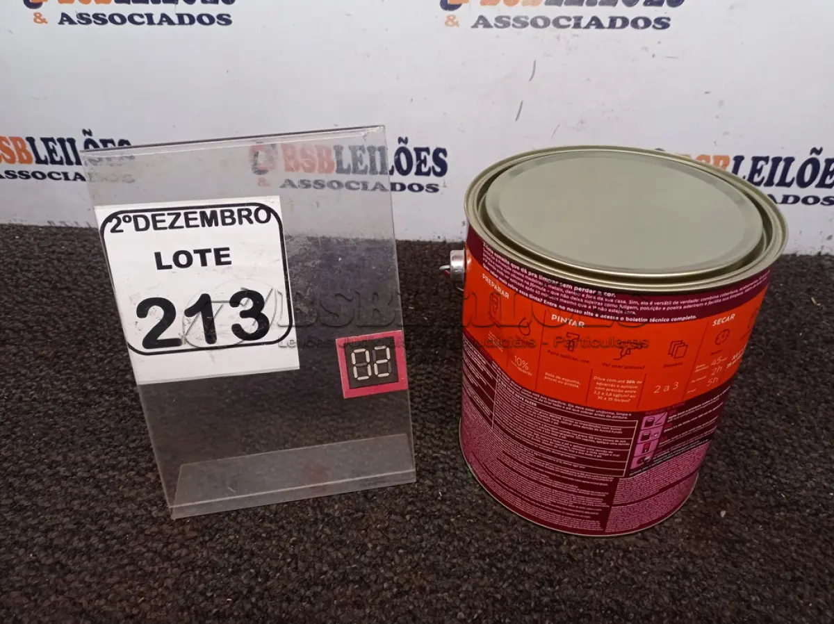 LOTE 213 - 01 LATA DE TINTA COR BRILHANTE PLATINA MARCA SUVINIL 3,6L P/METAIS. (NO ESTADO) ATENÇÃO! FAZER A VISITAÇÃO ANTES DE ARREMATAR, NÃO SABEMOS SE FUNCIONA. LEILÃO NÃO TEM GARANTIA E NEM DEVOLUÇÃO, SUJEITO A POSSÍVEIS AVARIAS VISÍVEIS/OCULTAS E/OU AUSÊNCIA DE COMPONENTES.