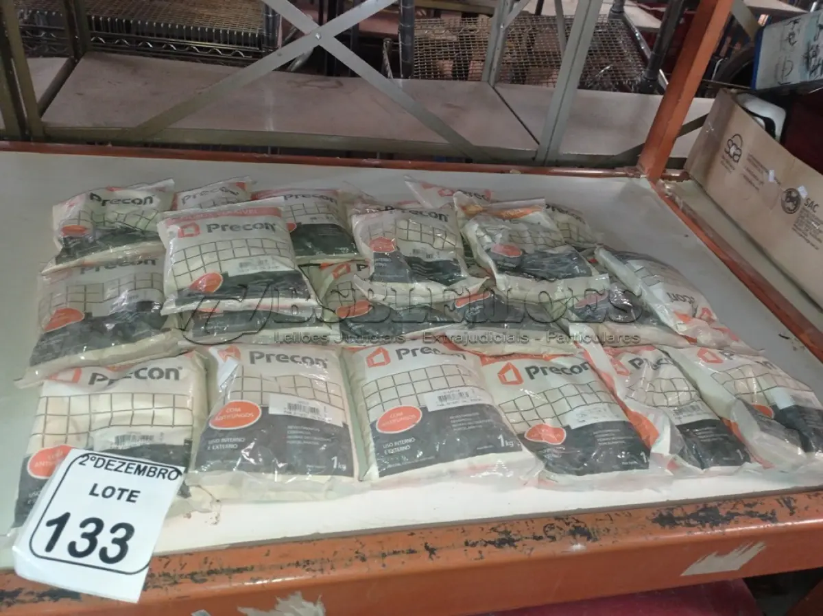LOTE 133 - 01 LOTE C/VÁRIOS REJUNTES MARCA PRECON (NOVO). (NO ESTADO) ATENÇÃO! FAZER A VISITAÇÃO ANTES DE ARREMATAR, NÃO SABEMOS SE FUNCIONA. LEILÃO NÃO TEM GARANTIA E NEM DEVOLUÇÃO, SUJEITO A POSSÍVEIS AVARIAS VISÍVEIS/OCULTAS E/OU AUSÊNCIA DE COMPONENTES.