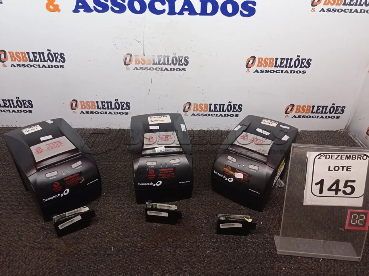 LOTE 145 - 03 IMPRESSORAS DE CUPONS FISCAIS. (NO ESTADO) ATENÇÃO! FAZER A VISITAÇÃO ANTES DE ARREMATAR, NÃO SABEMOS SE FUNCIONA. LEILÃO NÃO TEM GARANTIA E NEM DEVOLUÇÃO, SUJEITO A POSSÍVEIS AVARIAS VISÍVEIS/OCULTAS E/OU AUSÊNCIA DE COMPONENTES.