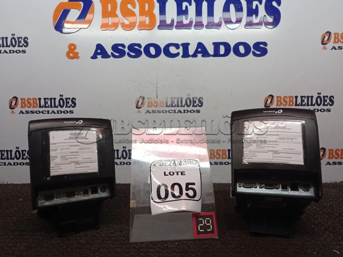 LOTE 005 - 02 IMPRESSORAS DE CUPOM FISCAL MARCA BEMATECH. (NO ESTADO) ATENÇÃO! FAZER A VISITAÇÃO ANTES DE ARREMATAR, NÃO SABEMOS SE FUNCIONA. LEILÃO NÃO TEM GARANTIA E NEM DEVOLUÇÃO, SUJEITO A POSSÍVEIS AVARIAS VISÍVEIS/OCULTAS E/OU AUSÊNCIA DE COMPONENTES.