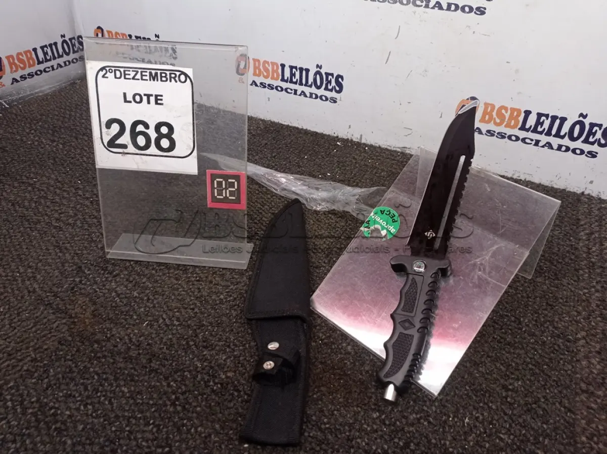 LOTE 268 - 01 FACA TAMANHO MEDIANO(NOVO). (NO ESTADO) ATENÇÃO! FAZER A VISITAÇÃO ANTES DE ARREMATAR, NÃO SABEMOS SE FUNCIONA. LEILÃO NÃO TEM GARANTIA E NEM DEVOLUÇÃO, SUJEITO A POSSÍVEIS AVARIAS VISÍVEIS/OCULTAS E/OU AUSÊNCIA DE COMPONENTES.
