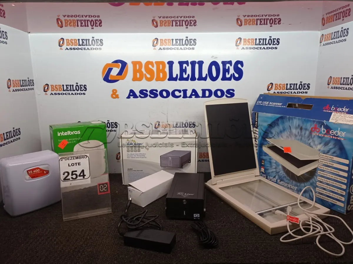 LOTE 254 - 01 FONTE DE ALIMENTAÇÃO INTERRUPTA 2 A MARCA INTELBRÁS, 01 GRAVADOR DE VÍDEO NVR 4 CANAIS MARCA V AIR LIVE E 01 SCANNER ÓPTICO MARCA DB BOEDER. (NO ESTADO) ATENÇÃO! FAZER A VISITAÇÃO ANTES DE ARREMATAR, NÃO SABEMOS SE FUNCIONA. LEILÃO NÃO TEM GARANTIA E NEM DEVOLUÇÃO, SUJEITO A POSSÍVEIS AVARIAS VISÍVEIS/OCULTAS E/OU AUSÊNCIA DE COMPONENTES.